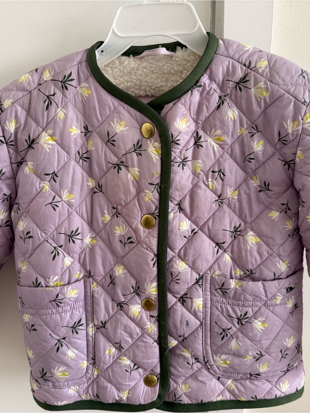 Vineyard Vines Kids Quilted Lilac Floral Jacket with Sherpa Lining